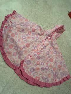 キッズ レインポンチョ 花柄 ピンク フリル 80-100