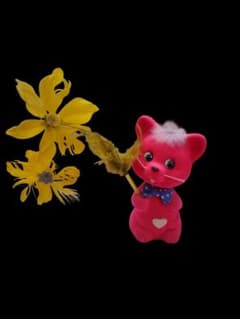 昭和レトロ　ピンク猫　陶器　置物　貯金箱のサムネイル