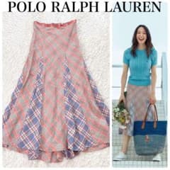 美品✨️現行 QRタグ ラルフローレン プラッドリネンチェックスカート 2 美品✨️現行 QRタグ ラルフローレン プラッドリネンチェックスカート