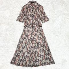 バーバリーロンドン ベルト柄シャツワンピース シルク100% 総柄 40