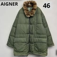 AIGNER ダウンコート　ダウンジャケット　ファー　グリーン　46 3L LL AIGNER ダウンコート ダウンジャケット ファー グリーン 46 3L LL