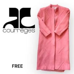 クレージュ ロングコート ウール ピンク 9A3 M相当 Aライン レトロ