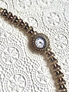 【最終値下げ】エレガント 金色 アンティーク調 腕時計 ストーン ヴィンテージ風