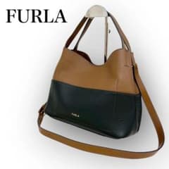 極美品‼FURLA ショルダーバッグ ブラウン ブラック
