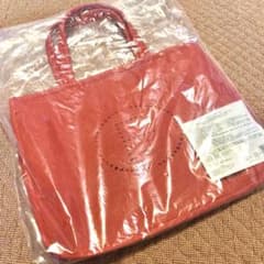 新品未使用 スクエアトートバッグ Fパンチング手持ちハンドバッグ 赤レッド 朱色