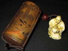 時代物 江戸蒔絵 印籠 金彩蒔絵 梨地  提げ物のサムネイル