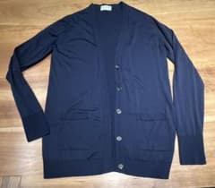 美品　マーガレットハウエル ジョンスメドレー ウール100ロングカーディガン マーガレットハウエル◇ジョンスメドレー ロングカーディガン ネイビー
