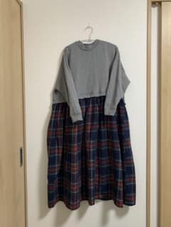 カジュアルワンピース グレー/チェック柄のサムネイル