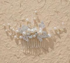 ヘッドドレス ヘアアクセサリー ヘアコーム かんざし キラキラ パール ホワイトのサムネイル