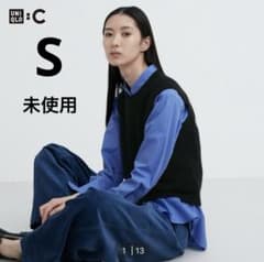 【未使用】ユニクロ カシミヤ クルーネックショートセーター ブラック Sのサムネイル