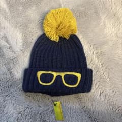 【新品未使用】GRINBURI ニット帽 メガネ刺繍 53cmのサムネイル