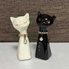 猫の置物 2点 黒猫 白猫 - メルカリ