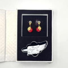 清水坂ガラス館ぴあり ポインセチア イヤリング 赤 ノンホールピアス