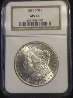 1881-S モルガンダラー NGC MS66 強ルスター 極美トーン 高鑑定品