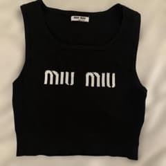 miu miu ミュウミュウノベルティノースリーブ リブニット ブラック S