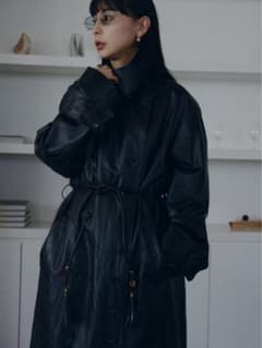 AMERI RAFFINE FAKE LEATHER TRENCH COAT