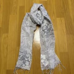 綿麻　ペイズリー柄ストール ホワイト系のサムネイル