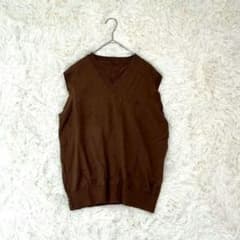 PAPASパパス ウールニットベスト ワンポイントMブラウン - メルカリ