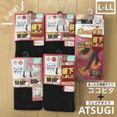 しまむら＊アツギ　フェイクタイツ　ココピタタイツL-LL ⑤点セット