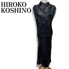ヒロココシノ ノースリーブプリーツスカートセットアップ シースルー ブラック M ヒロココシノ ノースリーブプリーツスカートセットアップ シースルー