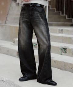 wym VINTAGE WASHED CURVED DENIM ブラック系2のサムネイル