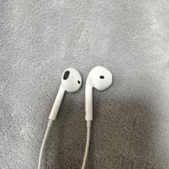 White earphones with volume control buttons
