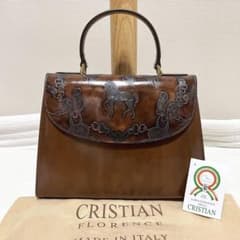 極美品 齋藤飛鳥さん愛用【cristian florenceレザーハンドバッグ】 極美品】クリスチャンフローレンス ハンドバッグ 馬柄 斎藤飛鳥 高級