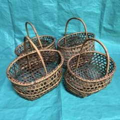 竹籠 4個セット 手付き 六つ目編みのサムネイル