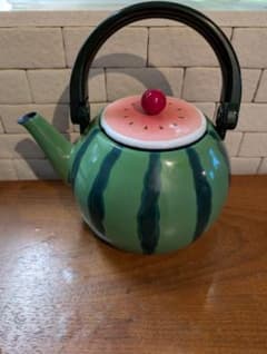 EJIRY Fruit Club Kettle Watermelon Design Enamel Teapot 2.4L Antique