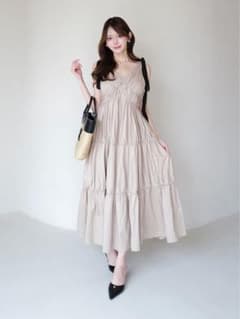 新品】EIMY ISTOIRE リボンショルダーカットドレス【限定カラー