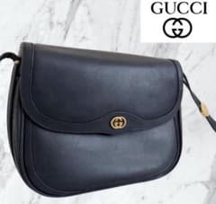GUCCI オールドグッチ GG金具 レザー ショルダーバッグ ネイビー y2k