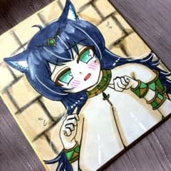 エジプト風 猫耳 美少女 手描き アナログ オリジナル コピック 原画
