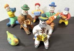 旧ソ　伝統工芸品　民芸品　ディムカヴァ・ディムコヴォ 土人形　楽器弾き人形 旧ソ 伝統工芸品 民芸品 ディムカヴァ・ディムコヴォ 土人形