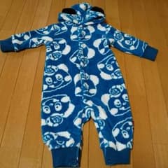 美品 ラブレボ♡カバーオール パンダ 80 ロンパース モコモコ ブルーのサムネイル