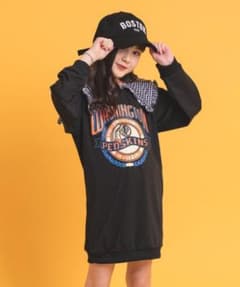 laulea ギンガムチェックビッグカラーロゴプリントワンピースのサムネイル