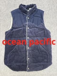 ocean pacific コーデュロイ ボア ベスト ネイビー M