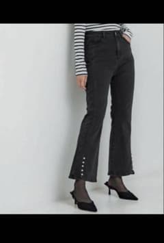 ブラックフレアデニム　コカパール付きデニムL