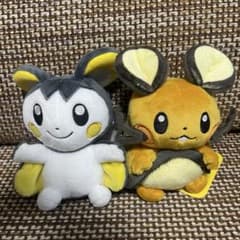 [미품·태그 첨부] 포켓몬 fit 봉제인형 에몬가 데덴네 2체 세트