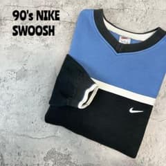 90's NIKE ナイキ 白タグ　スウォッシュ刺繍　切り替え　トレーナー