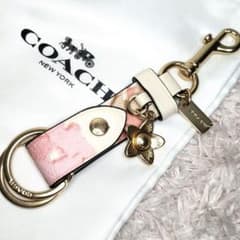 COACH コーチ トリガースナップ ストラップキーホルダー ローズ 極美品