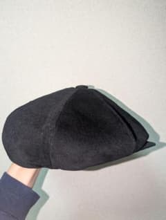 winnercaps 黒 スエード ハンチング帽 ボタン付き