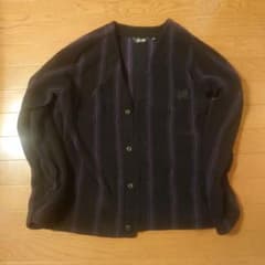 Needles×UNIQLO 黒紫のストライプ フリース Mのサムネイル