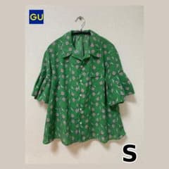 GU UNDERCOVER ローズ柄ブラウス グリーン Sのサムネイル