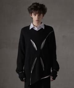 GRANCY】ジップデザイン アシンメトリー ニット ブラックM - メルカリ