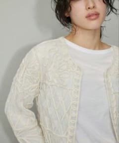 未使用 アダムエロペ チュール刺繍 カーディガン 洗える サイズフリー