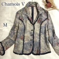 Chamois V 대마 100% 총무늬 재킷 꽃무늬 레이스 M 상당
