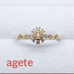 最終日【1度着用】 agete K18ゴールド ダイヤモンド ローズカット