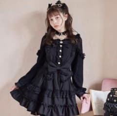新品未使用 Lizlisa フロントティアードシフォンワンピース 黒 LIZLISA ティアラリボンティアードワンピース ブラック - メルカリ