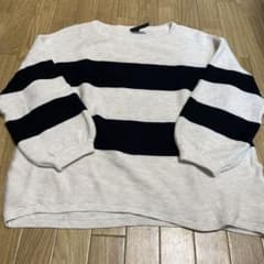 s*m様 H&M アイボリー ネイビー ストライプ ニット Mのサムネイル