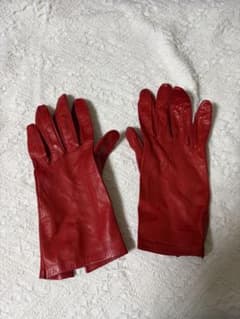 レザーグローブ 手袋レッド　レディースSのサムネイル